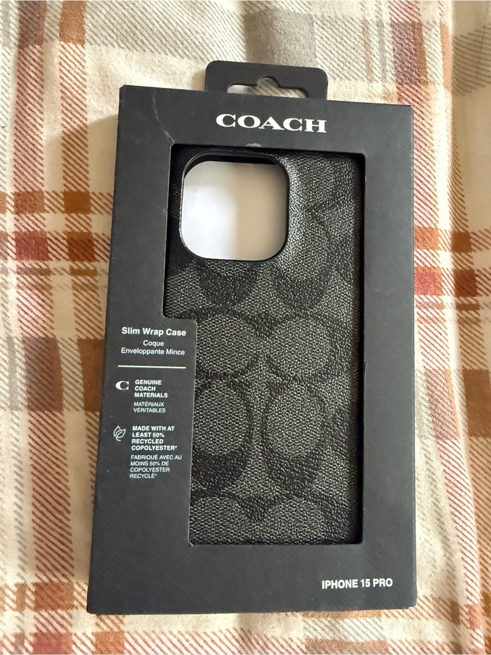 COACH Black Signature Slim Wrap iPhone 15 Pro Case